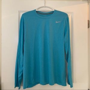 Nike Men’s Dri-Fit Long Sleeve Running Crew Neck T-Shirt, Size L, Blue